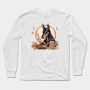 Doberman Eating Sushi Long Sleeve T-Shirt